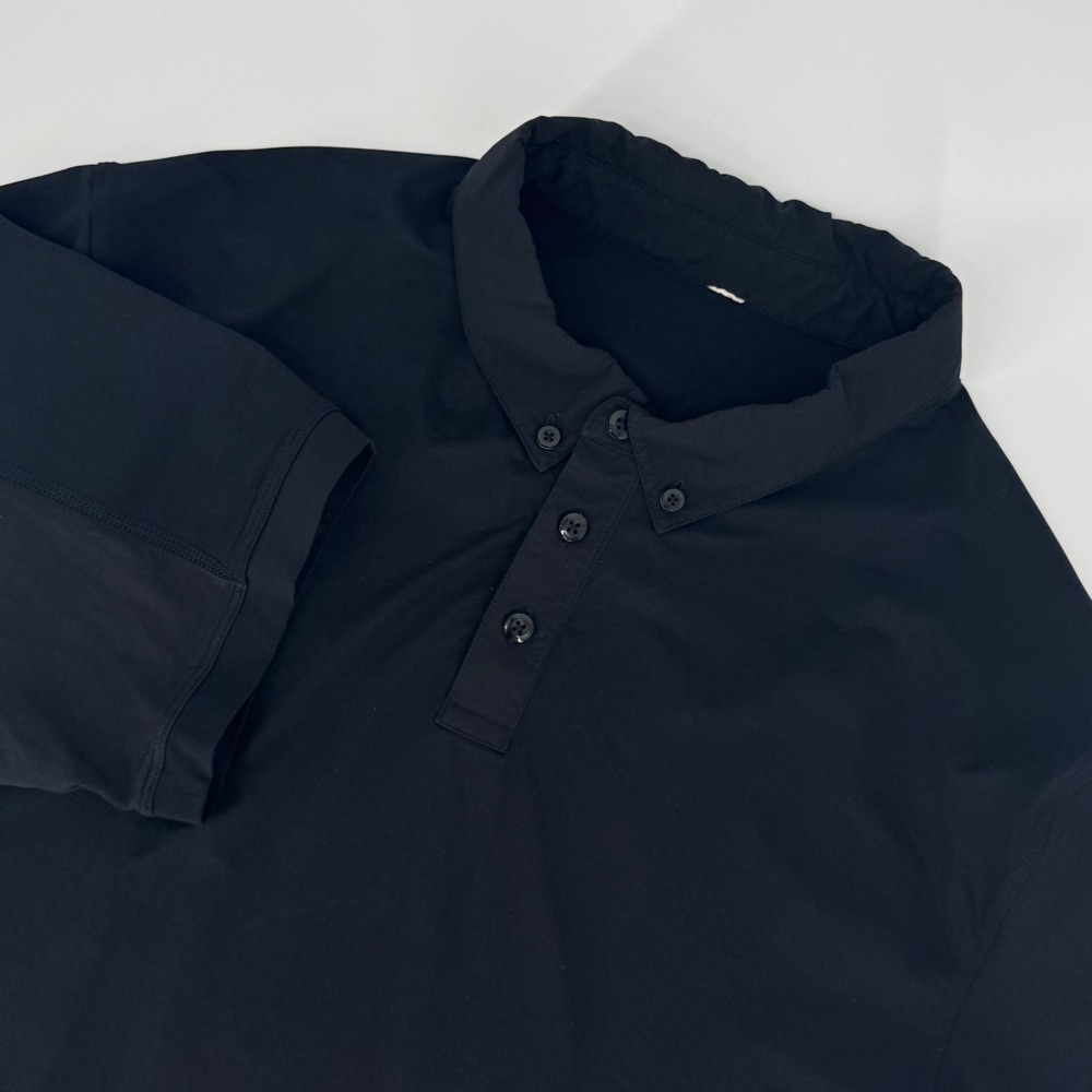 Lululemon Men's Black Performance Polo Shirt Button Down‎ Athletic Medium